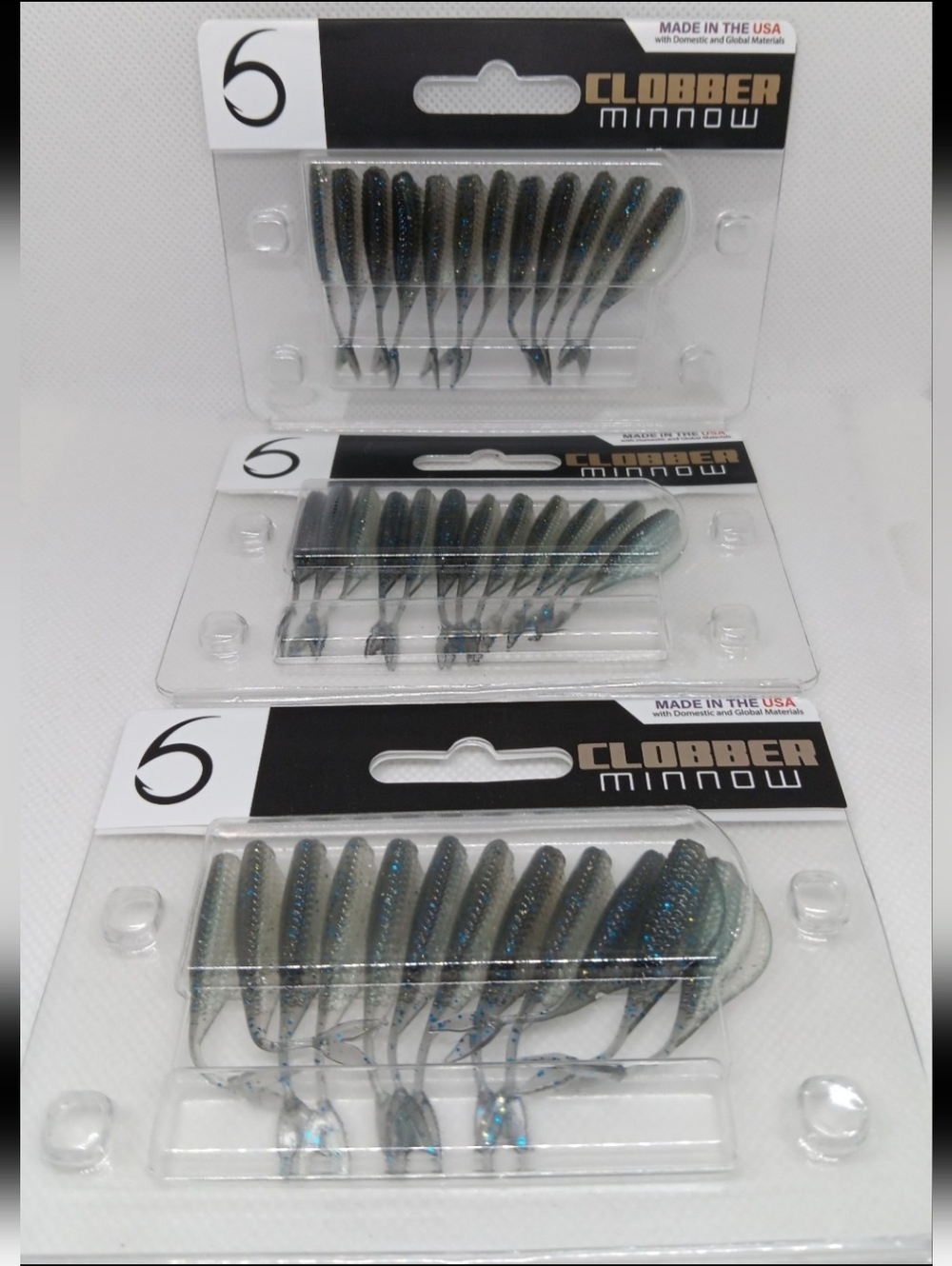 (3)6th Sense Clobber Minnow 12pk Exclusive Color Fishing Plastics NIP